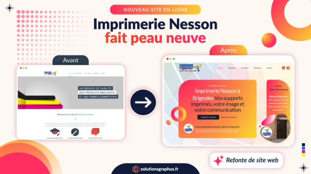 Refonte site Imprimerie Nesson à Brignoles avant après