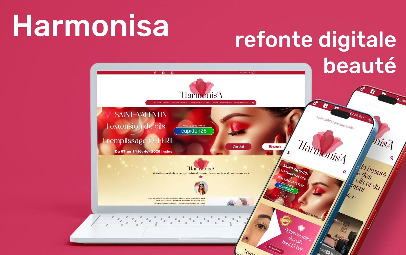 Réalisation web Harmonisa : institut d'extension de cils et refonte digitale