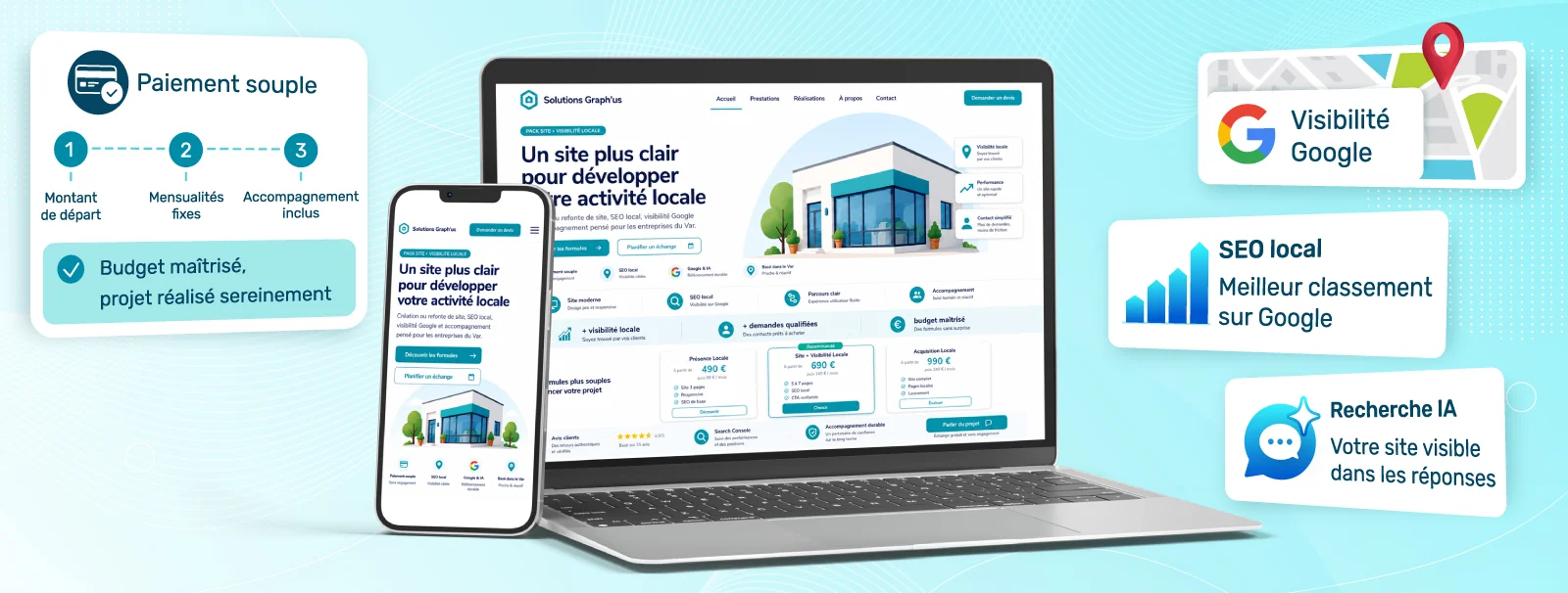 Site internet paiement fractionné avec SEO local et visibilité Google pour entreprise du Var