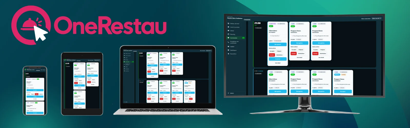 Interface OneRestau conçue comme solution de gestion pour restaurant