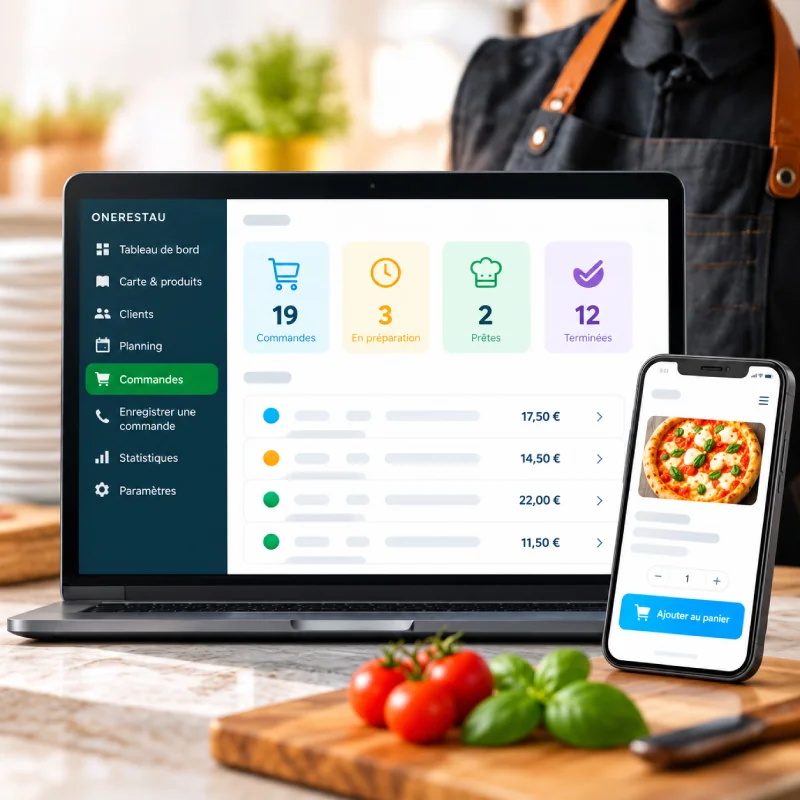 Plateforme métier restaurant OneRestau avec interface simple pour le restaurateur