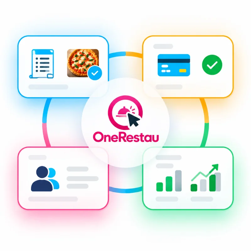 Plateforme métier restaurant OneRestau reliant commandes paiements clients et suivi